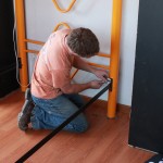 Alex working on a bunkbed